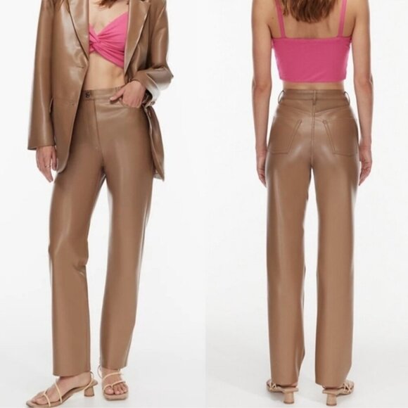 Aritzia Wilfred The Melina Vegan Leather Pant in Constant Camel Women's Size 4 - Picture 1 of 16